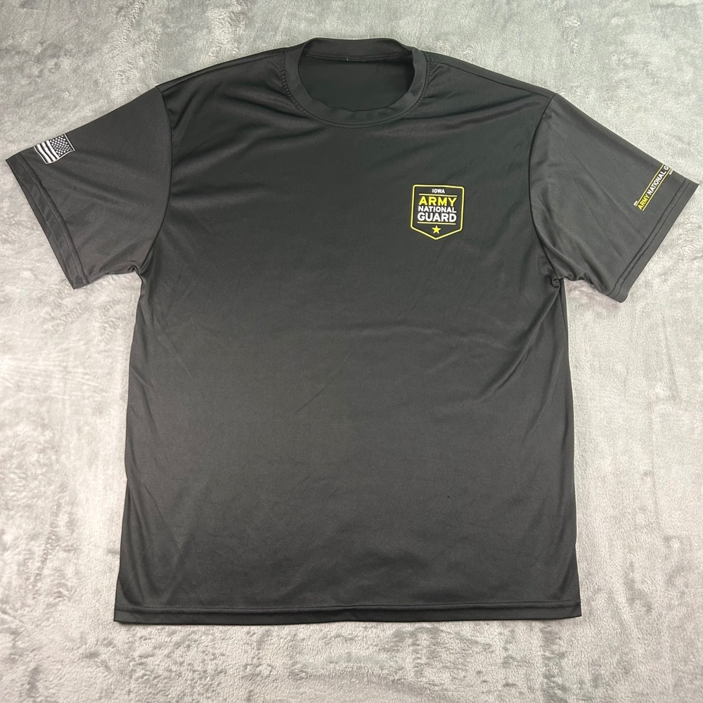 Iowa Army National Guard Performance T-Shirt Black American Flag Graphic Mens XL